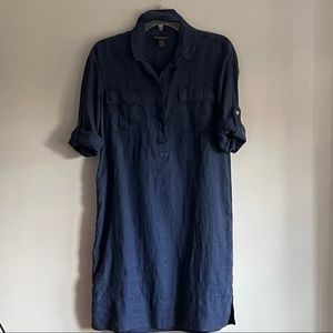 TOMMY BAHAMA Chambray blue linen shirt dress with belt. Size XS/TP.
